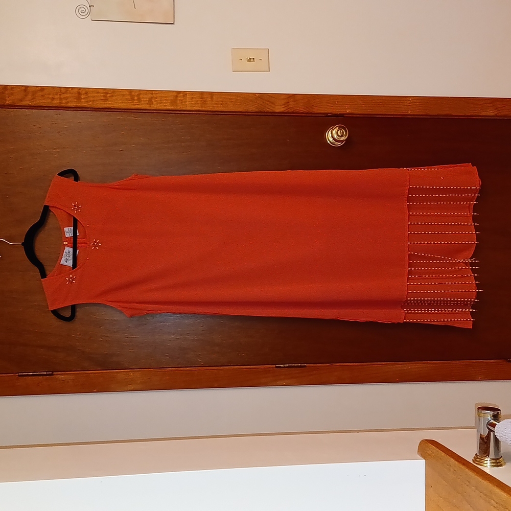 Salmon Color Maxi Dress with Beaded Fringe